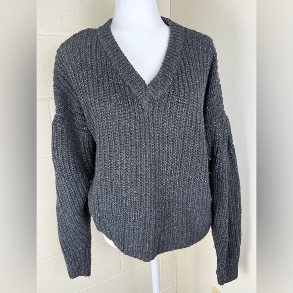 Madewell Pleat-Sleeve Pullover Sweater in Ashland Slate Drake Gray Size Large - Picture 2 of 11